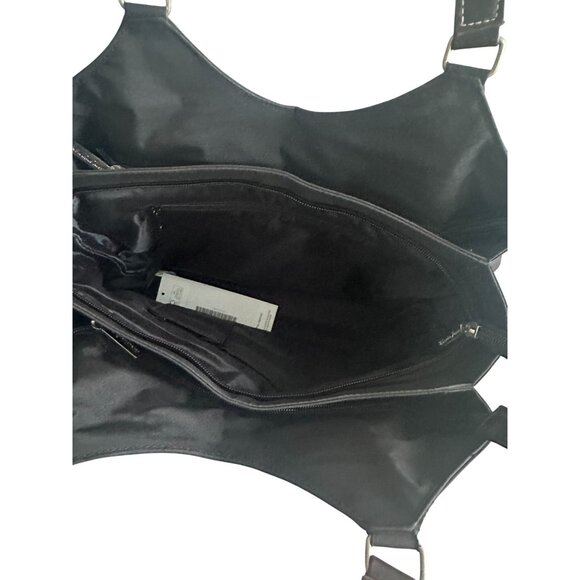 VALENTINO ROSSA Black Brown Logo Shoulder Tote Bag - Picture 10 of 11